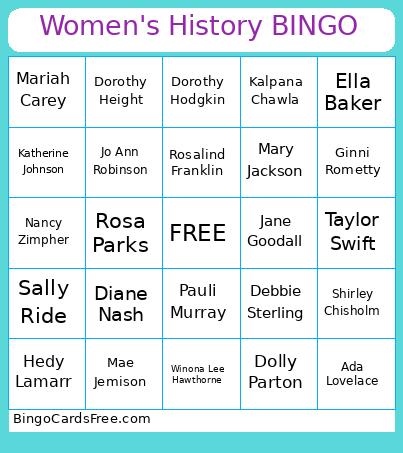 Women's History Bingo Card