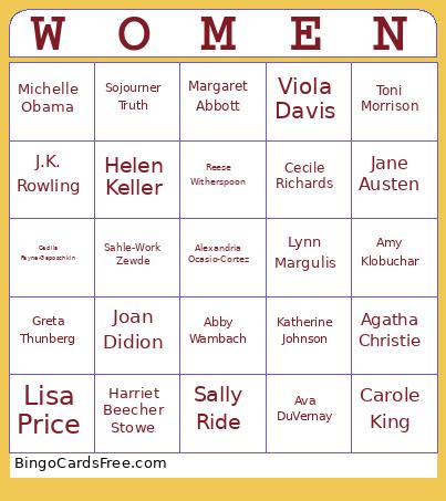 Women's History 3 Bingo Card