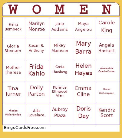 Women's History1 Bingo Card