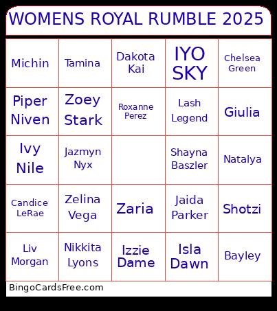 WOMENS ROYAL RUMBLE 2025 Bingo Card