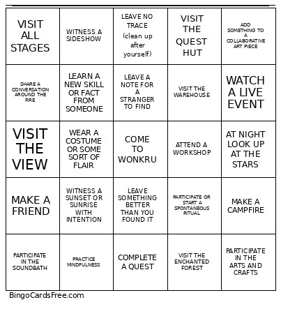 WONKRU Bingo Card