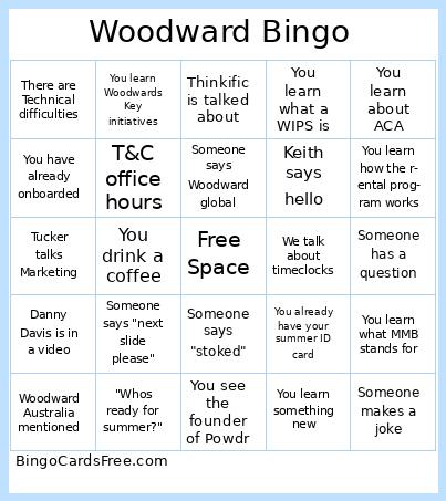 Woodward Bingo