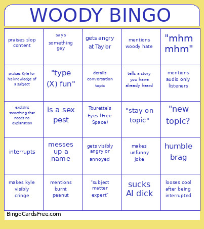 WOODY Bingo Card
