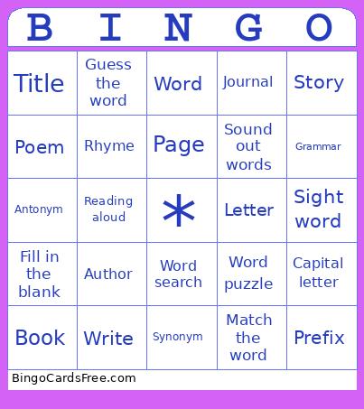 Word 2 Bingo Card