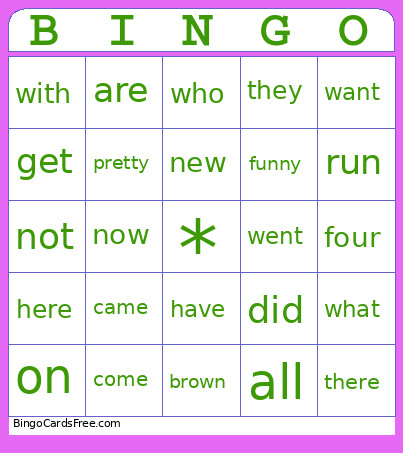 Word Lists 6 And 7 Bingo Card