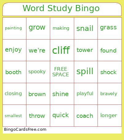 Word Study Bingo
