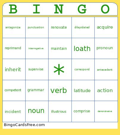 Wordly Wise #4 Bingo Card