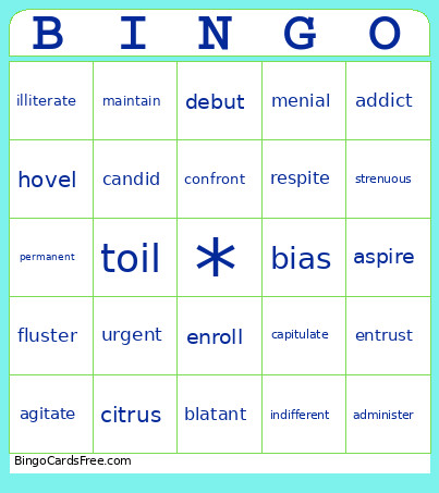 WordlyWise 7.4-5 Bingo Card