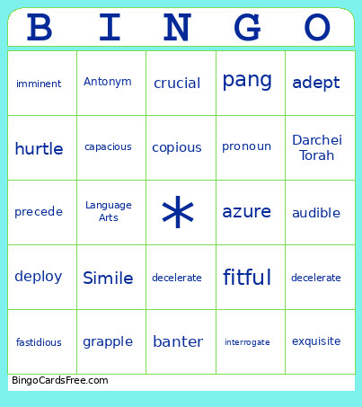 WordlyWise 8.8 Bingo Card