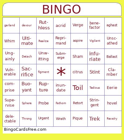 WordlyWise Bingo Review Lists1-11