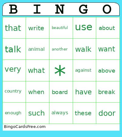 Words to Know by Sight Bingo Cards Free Pdf Printable Game, Title: BINGO