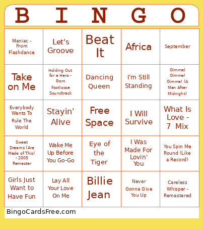 Work 80s Bingo Card