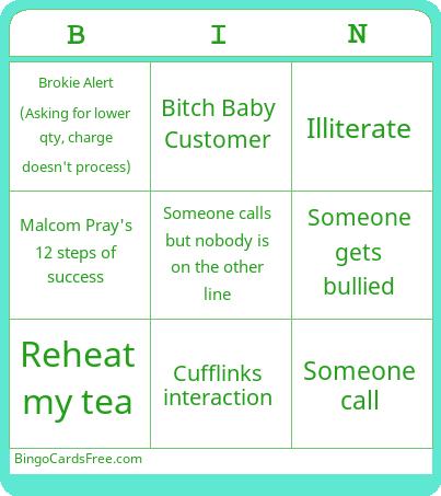 Work Bin 3 Bingo Cards Free Pdf Printable Game, Title: BIN