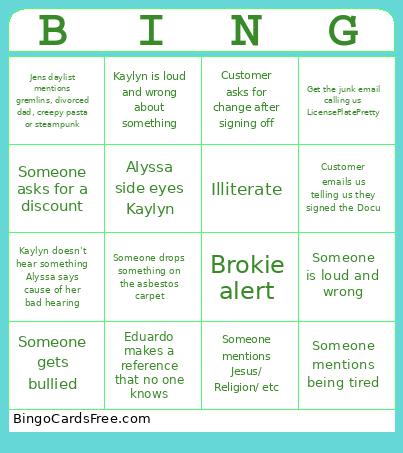Work Bing May Bingo Card