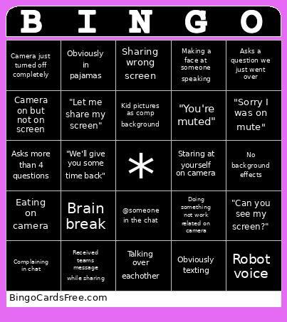 Work Bingo Card