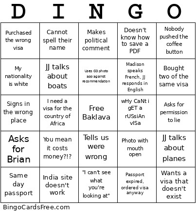 Work Bingo Card