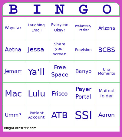Work Bingo Card