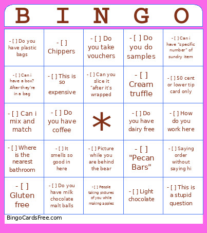 Work Bingo Card
