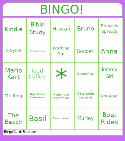 Work Party Bingo Card