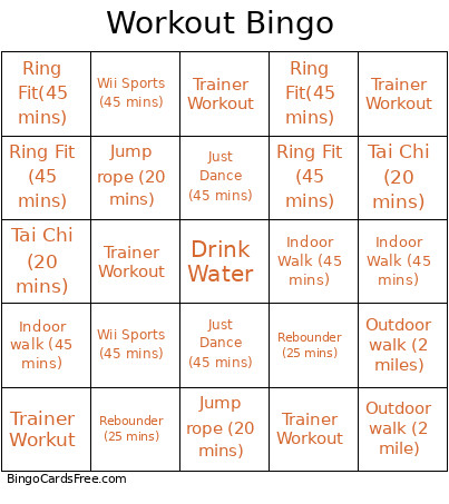 Workout Bingo Card
