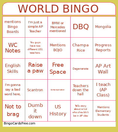 WORLD Bingo Card