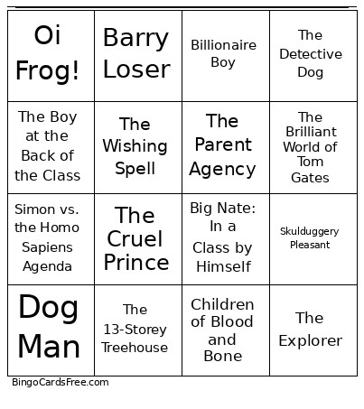 World Book Bingo Card