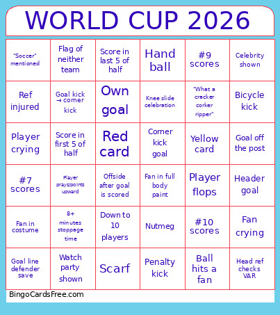 WORLD CUP 2026 Bingo Card