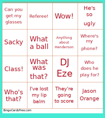 World Cup Bingo Card