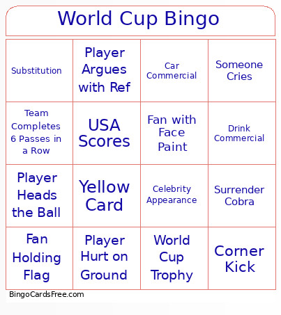 World Cup Bingo Card