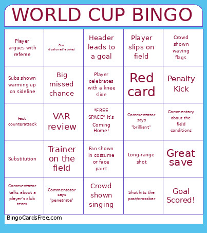 WORLD CUP Bingo Card