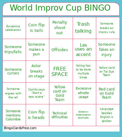 World Improv Cup Bingo Card