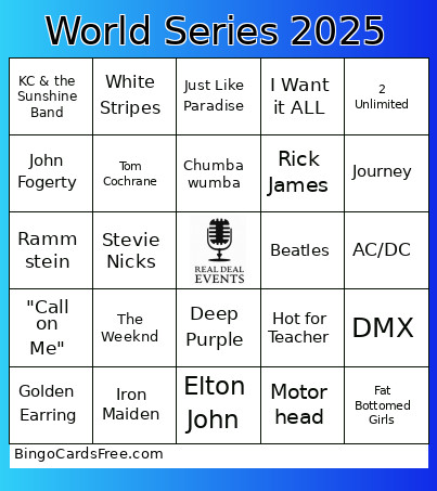 World Series 2025 Bingo Card
