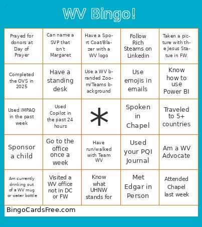 World Vision BINGO