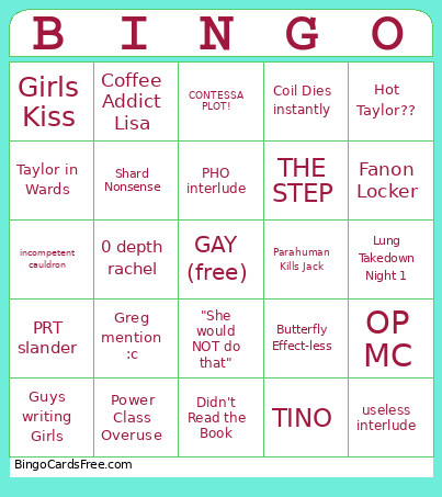 Worm Fanfic 2 Bingo Card