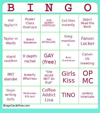 Worm Fanfic Bingo Card