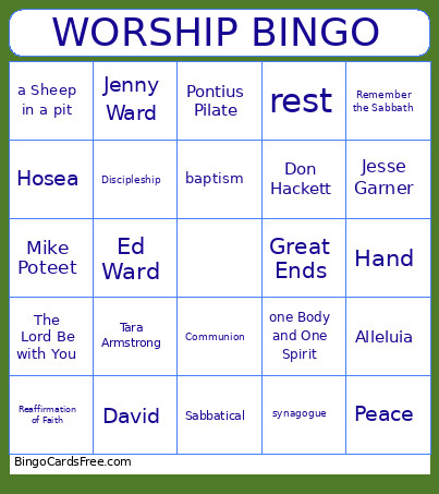 Worship Bingo Card