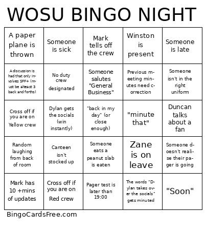 WOSU BINGO NIGHT