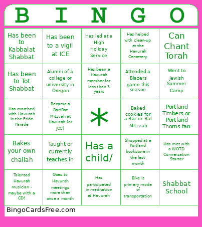 WOTD Bingo Card
