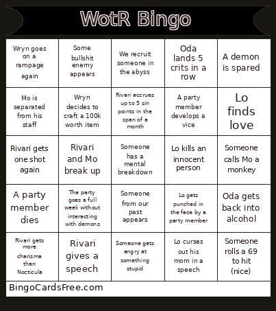 WotR Bingo Card