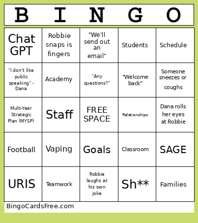 WPC PD Bingo Card