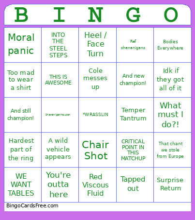 WRASSLIN Bingo Card