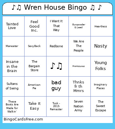 ♪♫ Wren House ♫ ♪ Bingo Card