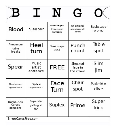 Wrestlemania 42 Bingo Card