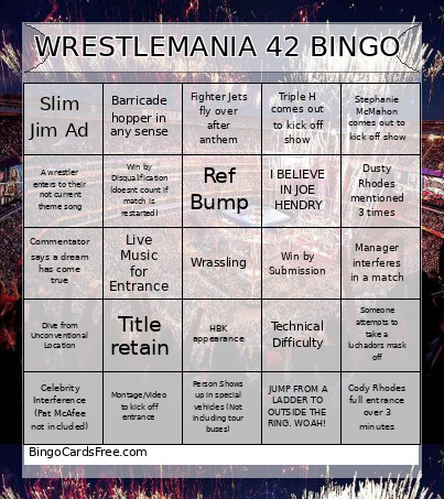 WRESTLEMANIA 42 Bingo Card 2