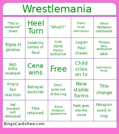 Wrestlemania  Bingo