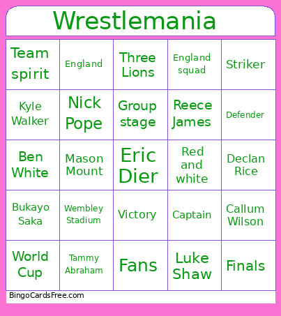 Wrestlemania Bingo Card