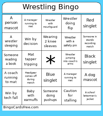 Wrestling Bingo Card 2