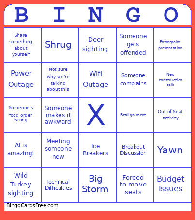 WSCOE Ops Bingo Card
