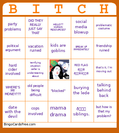 WTB Halloween Bingo Card