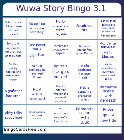 Wuwa Story 3.1 Bingo Card